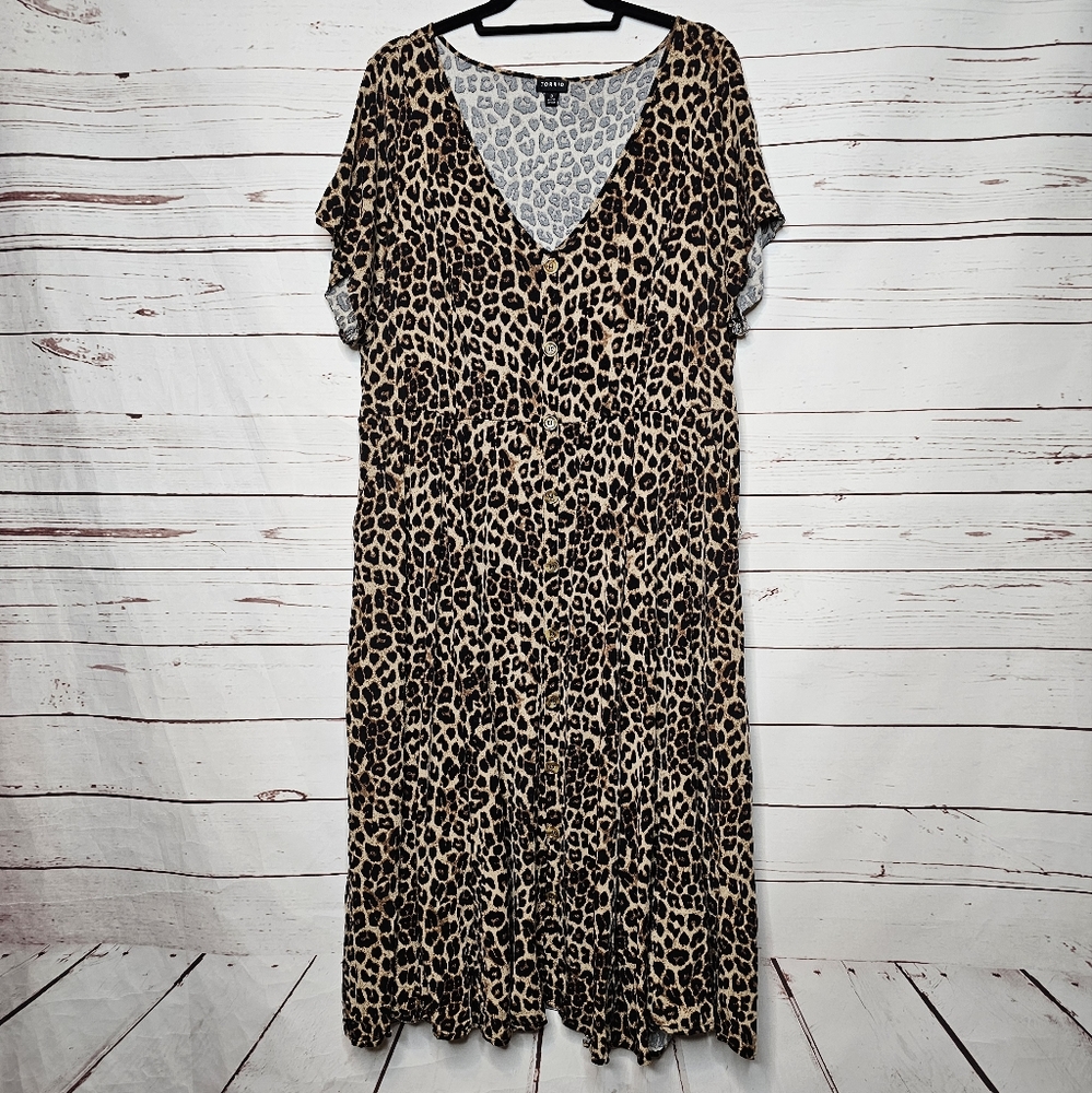 Torrid Animal Print V-Neck Midi Dress
